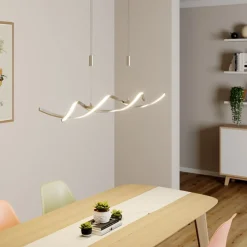 Pendellamper|Pendellamper ^ Lindby LED-hængelampe Auron, nikkelfarvet, metal, dæmpbar
