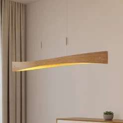 Lindby Pendellamper|Pendellamper > LED-hængelampe Beazina, eg, metal, 118 cm
