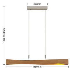 Lindby Pendellamper|Pendellamper > LED-hængelampe Beazina, eg, metal, 118 cm