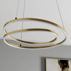 Lindby Gang|Pendellamper > LED-hængelampe Davian, messingfarvet, 49 cm, dæmpbar