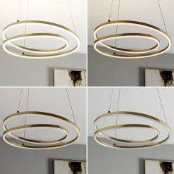 Lindby Gang|Pendellamper > LED-hængelampe Davian, messingfarvet, 49 cm, dæmpbar