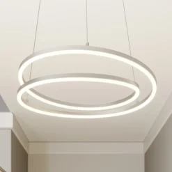 Lindby Gang|Pendellamper > LED-hængelampe Davian, nikkelfarvet, Ø 49 cm, dæmpbar