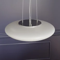 Pendellamper ^ Lindby LED-hængelampe Gunda, hvid, glas, Ø 47 cm, dæmpbar