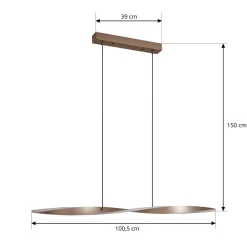 Lindby Pendellamper > LED-hængelampe Jaren, sort/brun, 100 cm, CCT