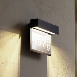 Lindby Terrassebelysning|Væglamper > LED-husnummerlampe Antal, antracit, aluminium