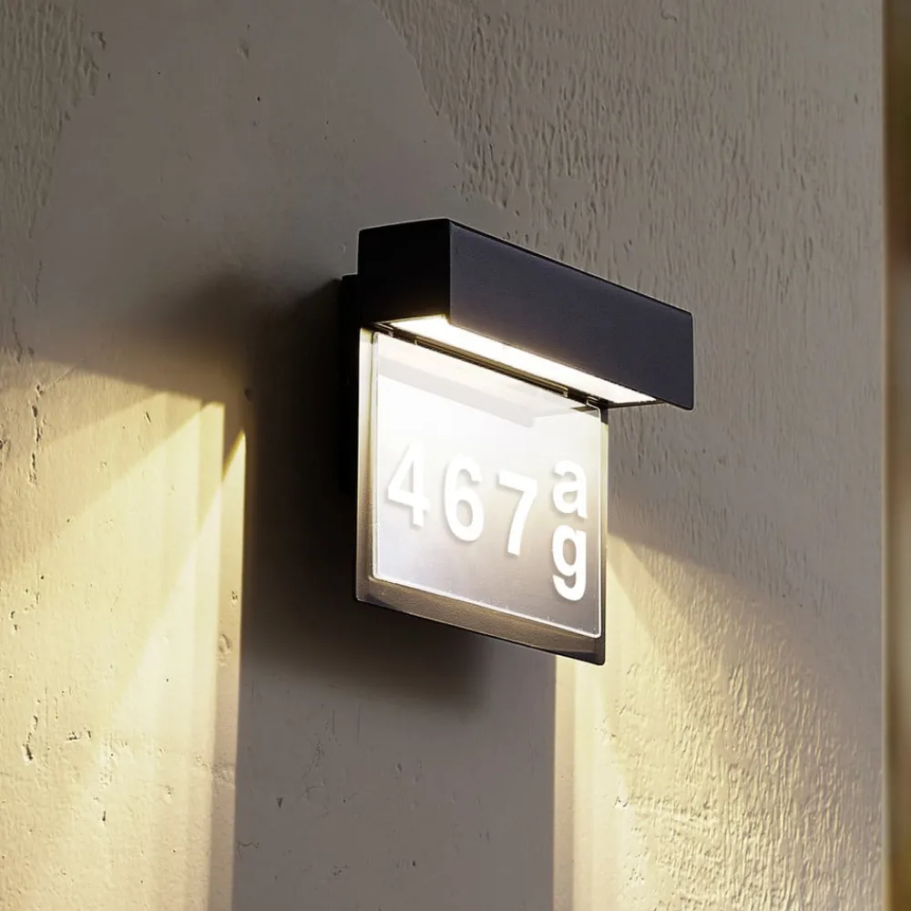 Lindby Terrassebelysning|Væglamper > LED-husnummerlampe Antal, antracit, aluminium