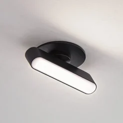 Indbygningsspots ^ Lindby LED-indbygningslampe Eldrin, sort, lysliste, 13,1 cm