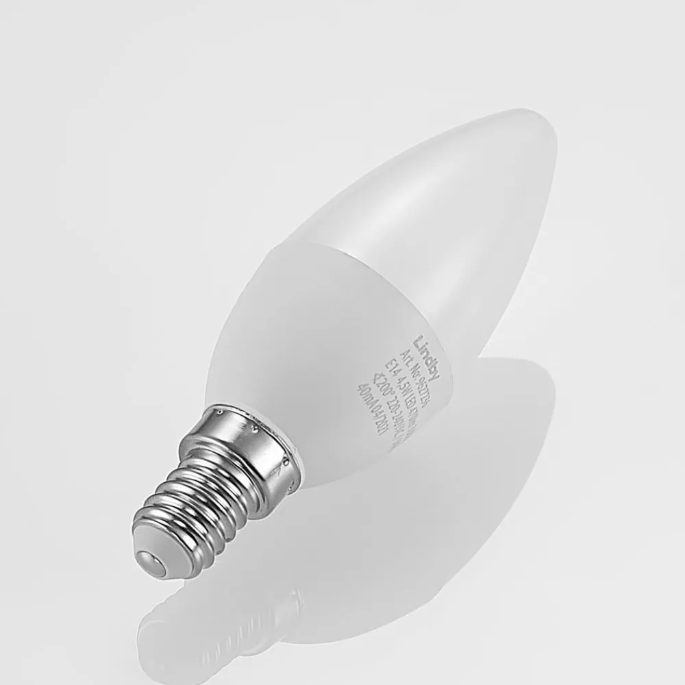 Lindby Led Pærer > LED-kertepære, E14, C35, 4,5W, opal, 3000K, sæt med 3 stk