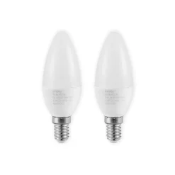 Lindby Led Pærer > LED-kertepære, E14, C35, 4,5W, opal, 3000K, sæt med 2 stk