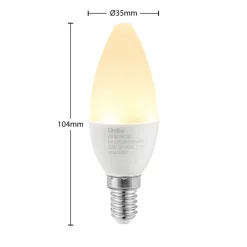 Lindby Led Pærer > LED-kertepære, E14, C35, 4,5W, opal, 3000K, sæt med 2 stk
