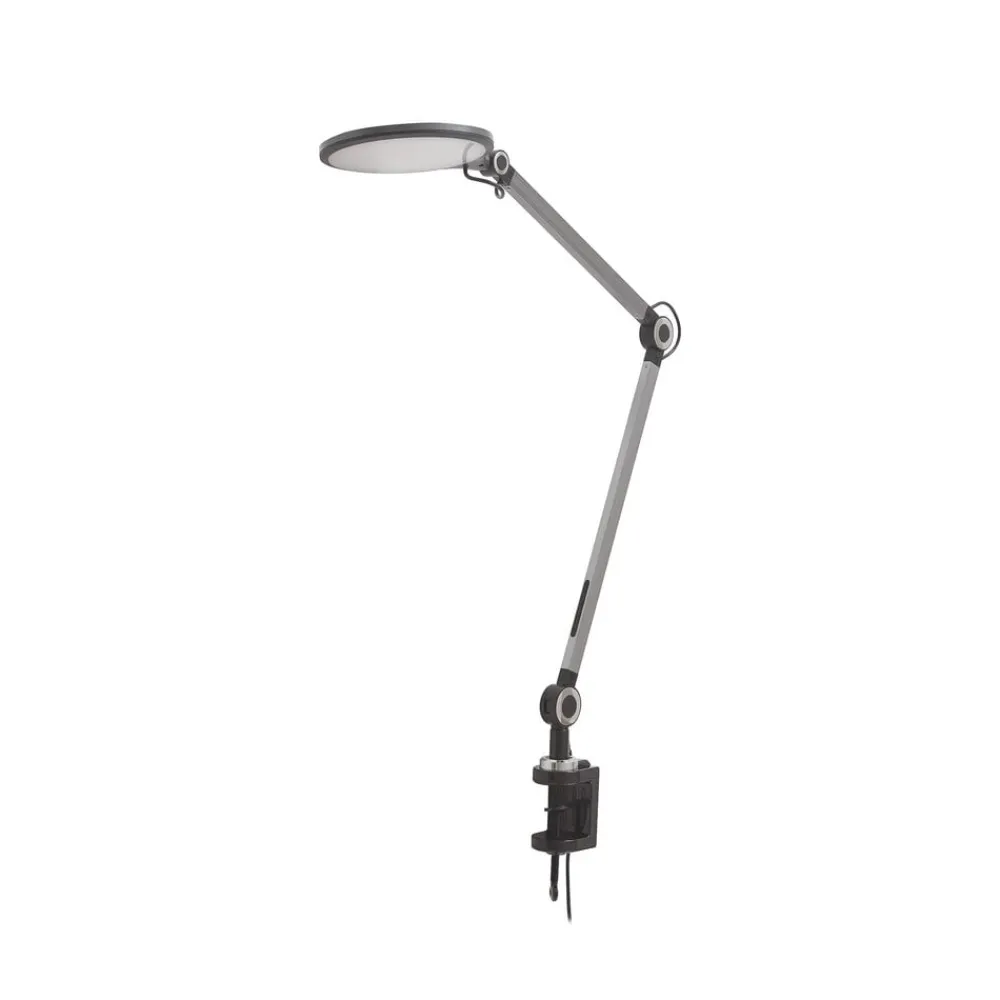 Arbejdsrum/Kontor|Bordlamper ^ Lindby LED-klemlampe Nyxaris, grå, metal, CCT, 52 cm