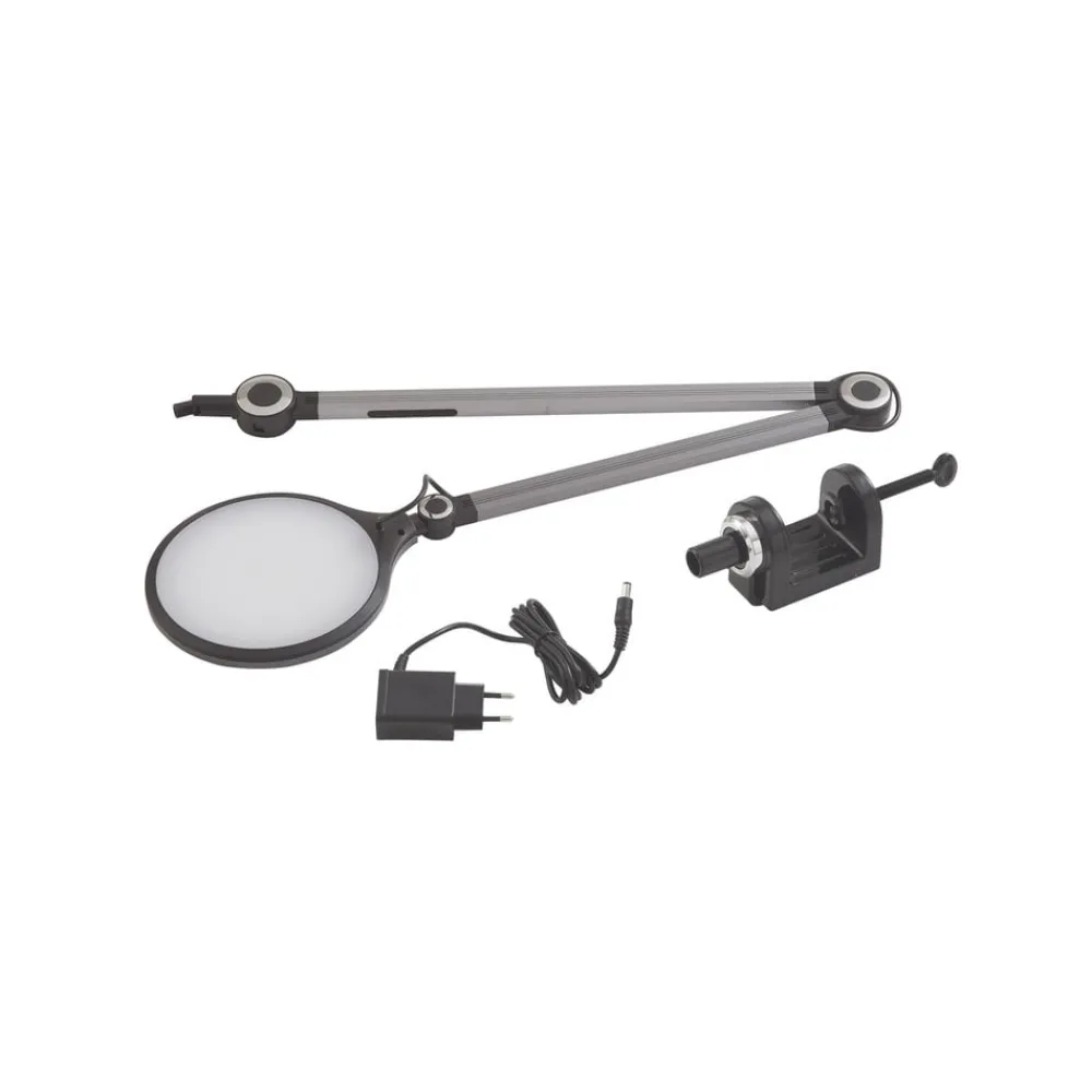 Arbejdsrum/Kontor|Bordlamper ^ Lindby LED-klemlampe Nyxaris, grå, metal, CCT, 52 cm
