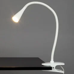Lindby Arbejdsrum/Kontor|Bordlamper > LED-klemmelampe Baris, hvid, højde 44 cm, 3000K