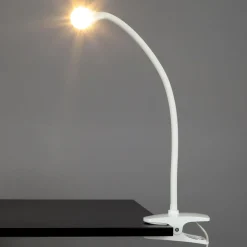 Lindby Arbejdsrum/Kontor|Bordlamper > LED-klemmelampe Baris, hvid, højde 44 cm, 3000K