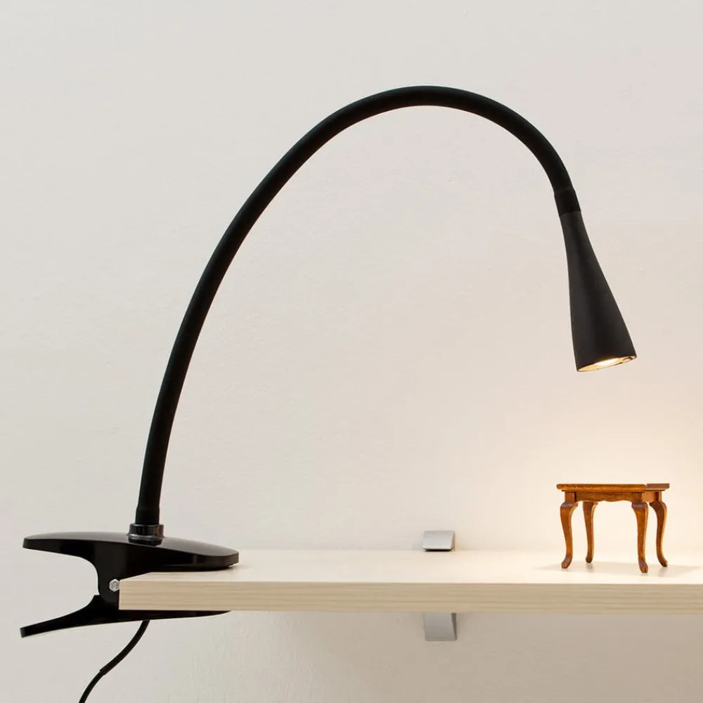 Arbejdsrum/Kontor|Bordlamper ^ Lindby LED-klemmelampe Baris, højde 44 cm, sort, 3000K