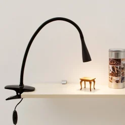 Arbejdsrum/Kontor|Bordlamper ^ Lindby LED-klemmelampe Baris, højde 44 cm, sort, 3000K