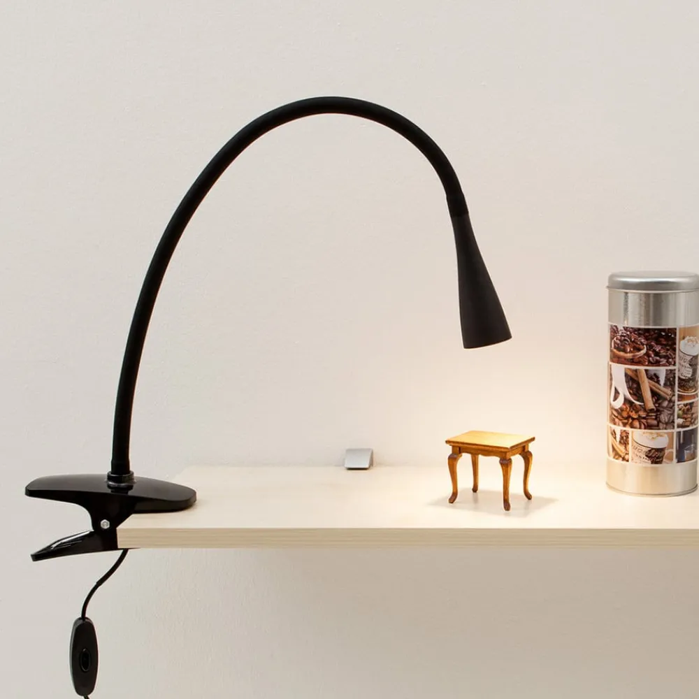 Arbejdsrum/Kontor|Bordlamper ^ Lindby LED-klemmelampe Baris, højde 44 cm, sort, 3000K