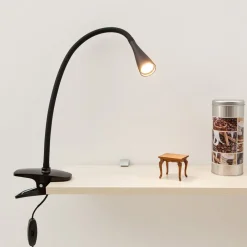 Arbejdsrum/Kontor|Bordlamper ^ Lindby LED-klemmelampe Baris, højde 44 cm, sort, 3000K