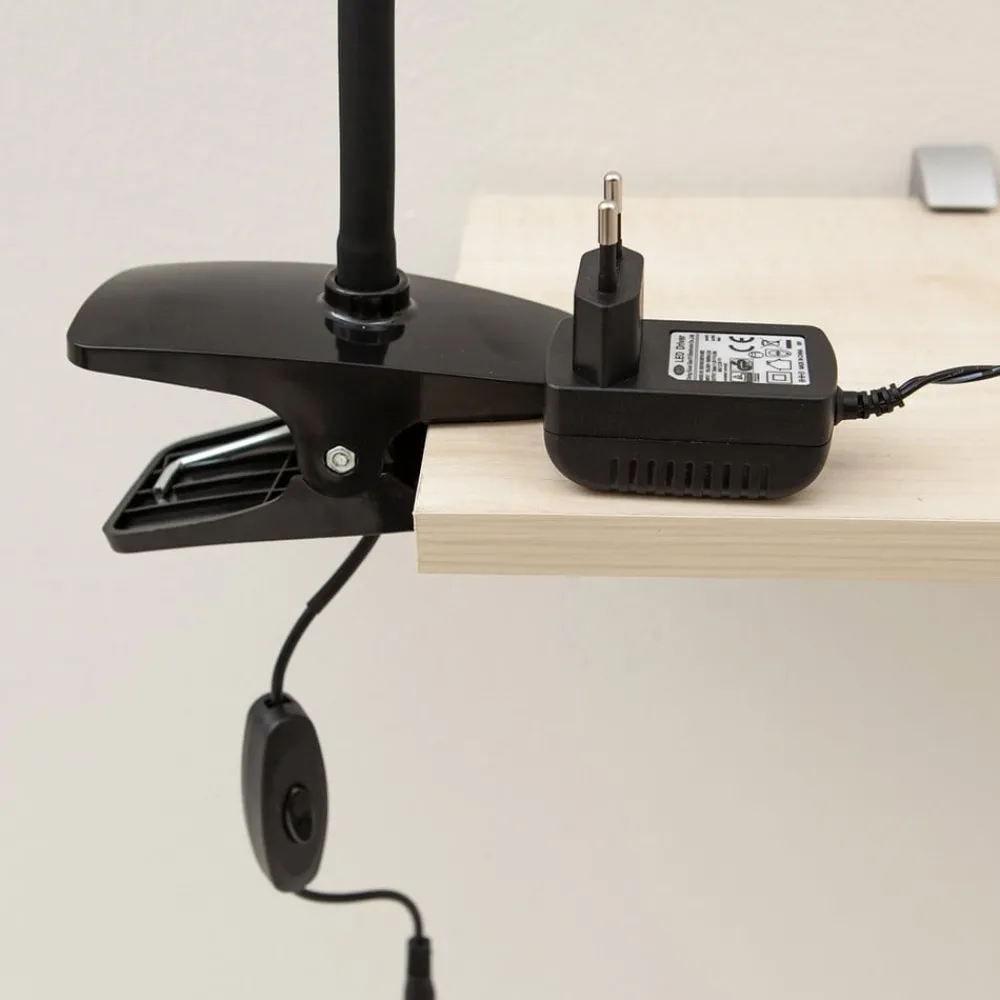 Arbejdsrum/Kontor|Bordlamper ^ Lindby LED-klemmelampe Baris, højde 44 cm, sort, 3000K