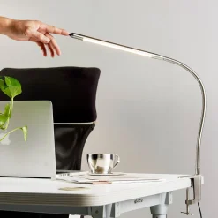 Lindby Arbejdsrum/Kontor|Bordlamper > LED-klemmelampe Lionard, 53 cm, mat nikkel, metal