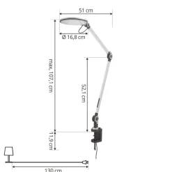 Lindby Arbejdsrum/Kontor|Bordlamper > LED-klemmelampe Nyxaris, sølv, metal, CCT, 52 cm