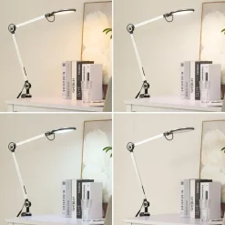Lindby Arbejdsrum/Kontor|Bordlamper > LED-klemmelampe Nyxaris, sølv, metal, CCT, 52 cm