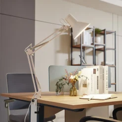 Lindby Arbejdsrum/Kontor|Bordlamper > LED-klemmelampe Undra, hvid, metal, justerbar