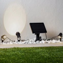 Solcellelamper|Terrassebelysning ^ Lindby LED-lampe med jordspyd Malida, sæt med 3, sort