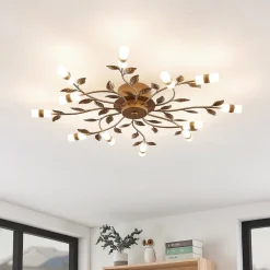 Loftlamper ^ Lindby LED-loftlampe Bentas, bronze, metal, Ø 80 cm