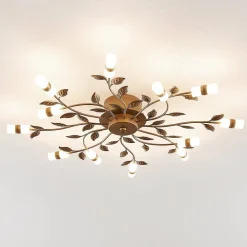 Loftlamper ^ Lindby LED-loftlampe Bentas, bronze, metal, Ø 80 cm