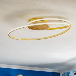 Gang|Loftlamper ^ Lindby LED-loftlampe Dorle, Ø 60 cm, guld, aluminium