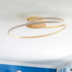Gang|Loftlamper ^ Lindby LED-loftlampe Dorle, Ø 60 cm, guld, aluminium
