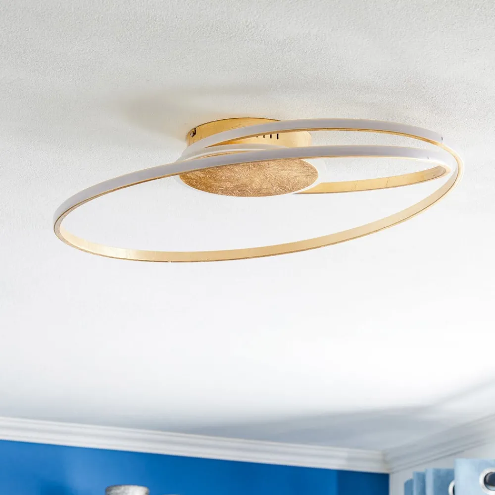 Gang|Loftlamper ^ Lindby LED-loftlampe Dorle, Ø 60 cm, guld, aluminium
