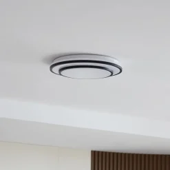 Gang|Loftlamper ^ Lindby LED-loftlampe Duala, sort, RGB, CCT, fjernbetjening