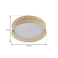 Lindby Loftlamper|Loftlamper > LED-loftlampe Eilif, bambus, Ø 40 cm