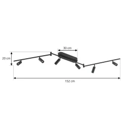 Gang|Loftlamper ^ Lindby LED-loftlampe Eldrin, 6 lyskilder, spots, sort