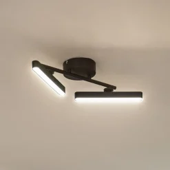 Spotlights ^ Lindby LED-loftlampe Eldrin, 2 lyskilder, sort, lysliste