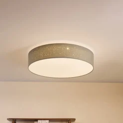 Lindby Loftlamper > LED-loftlampe Ellamina, 60 cm, lysegrå, tekstil