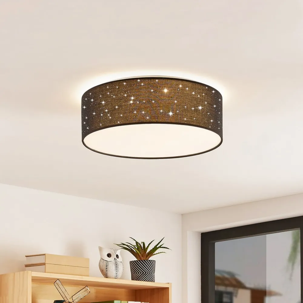 Lindby Loftlamper|Pendellamper > LED-loftlampe Ellamina, 40 cm, sort, tekstil
