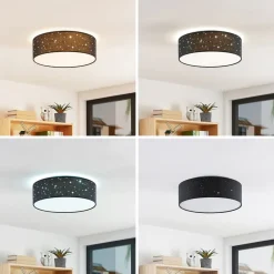 Lindby Loftlamper|Pendellamper > LED-loftlampe Ellamina, 40 cm, sort, tekstil