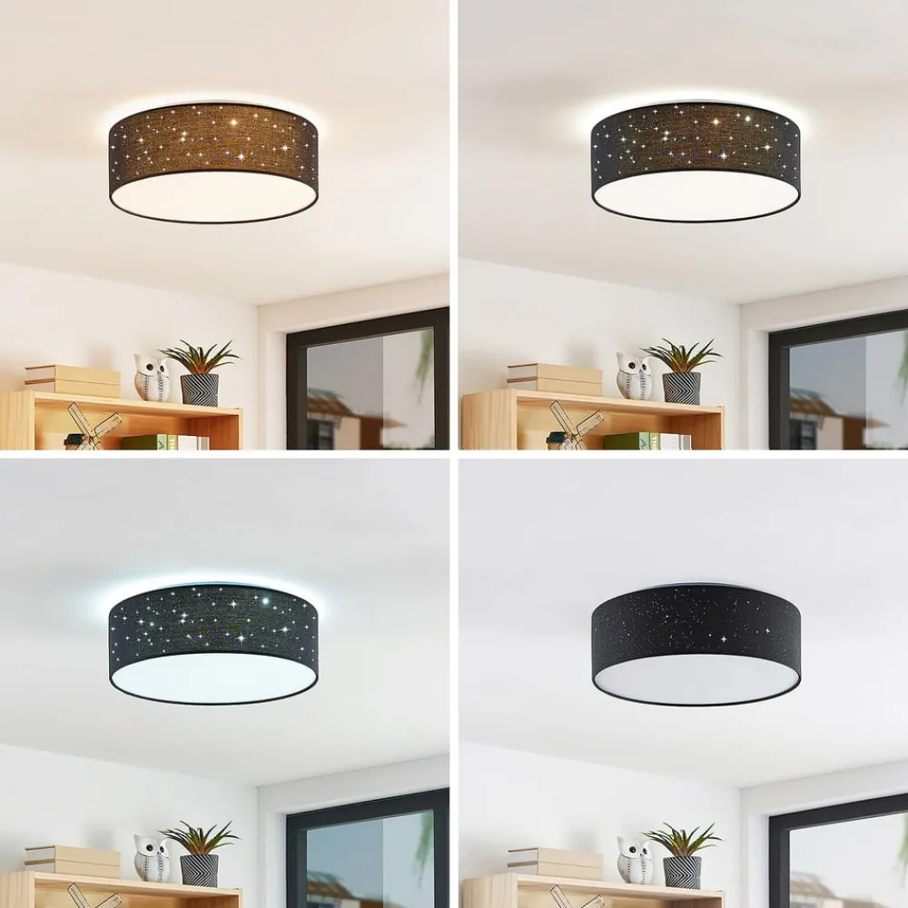 Lindby Loftlamper|Pendellamper > LED-loftlampe Ellamina, 40 cm, sort, tekstil
