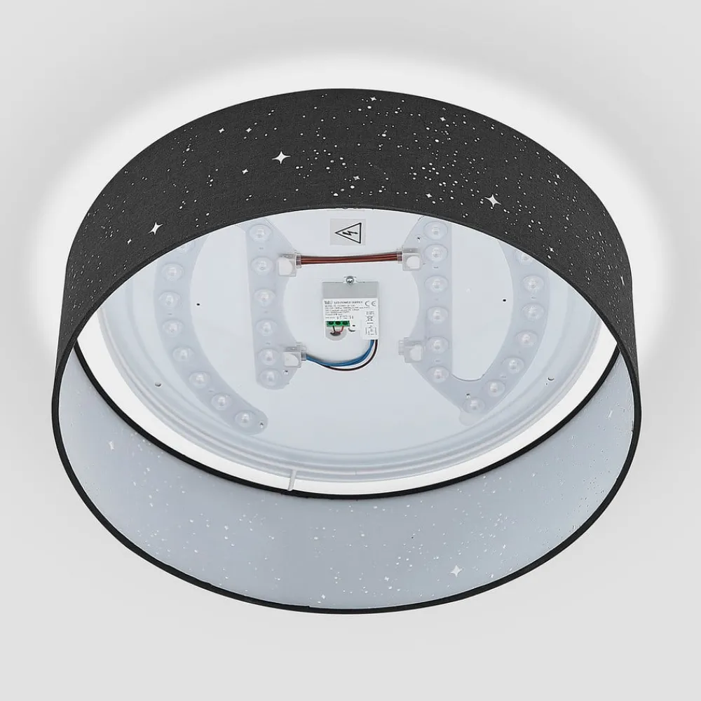 Lindby Loftlamper|Pendellamper > LED-loftlampe Ellamina, 40 cm, sort, tekstil