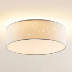 Lindby Loftlamper|Pendellamper > LED-loftlampe Ellamina, 40 cm, hvid, tekstil