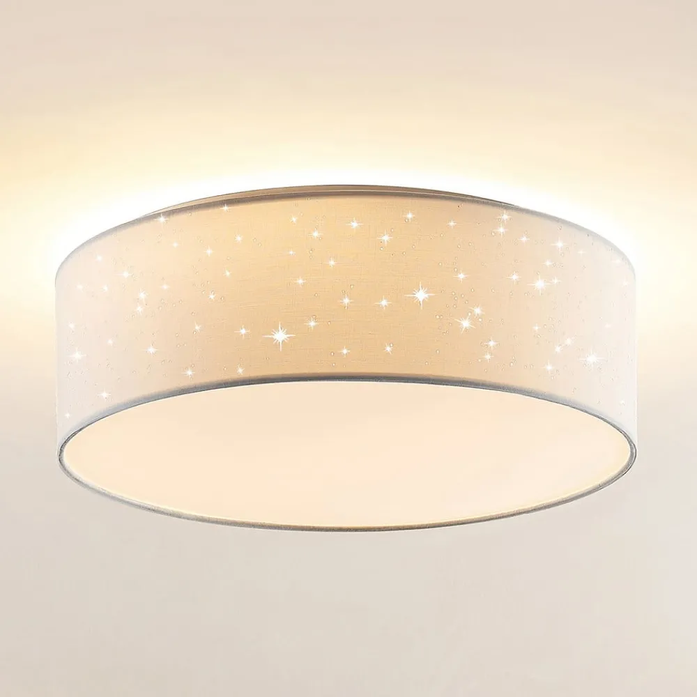Lindby Loftlamper|Pendellamper > LED-loftlampe Ellamina, 40 cm, hvid, tekstil