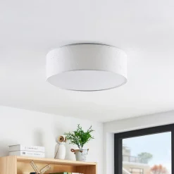 Lindby Loftlamper|Pendellamper > LED-loftlampe Ellamina, 40 cm, hvid, tekstil