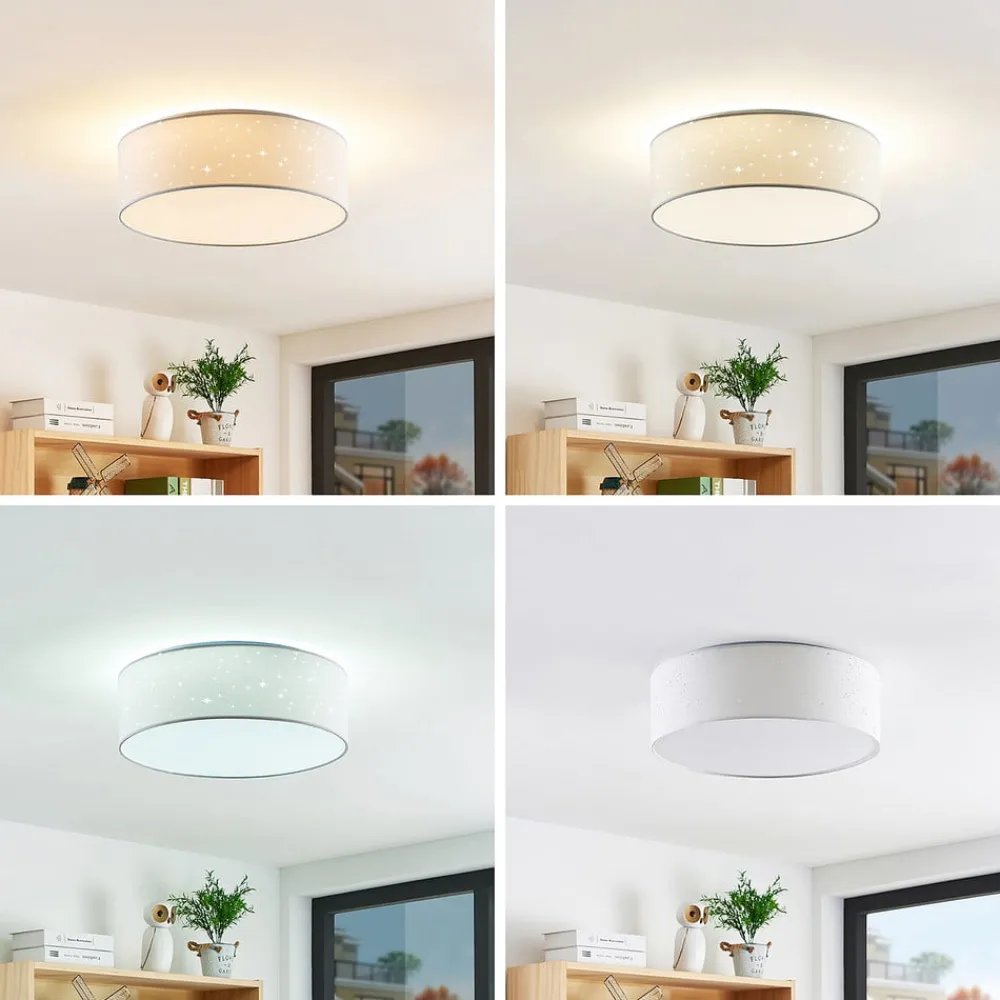 Lindby Loftlamper|Pendellamper > LED-loftlampe Ellamina, 40 cm, hvid, tekstil