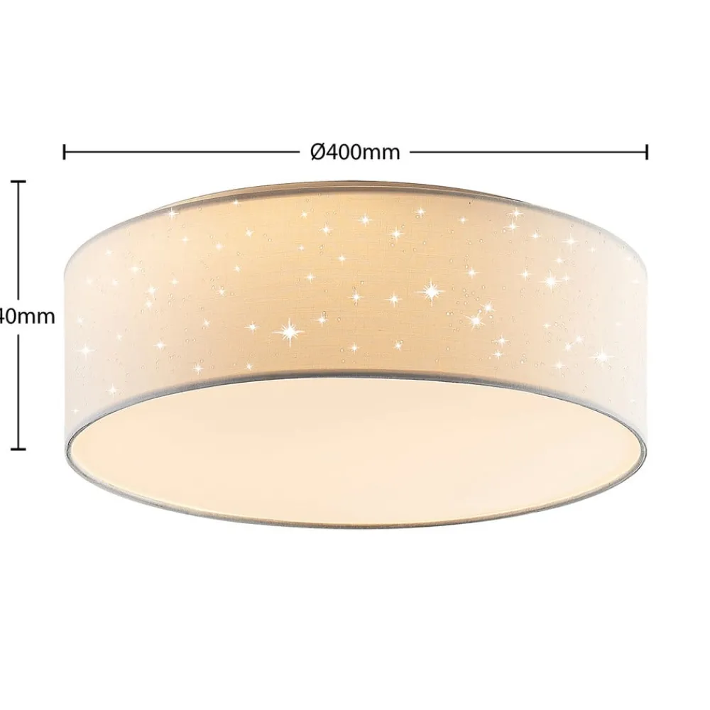 Lindby Loftlamper|Pendellamper > LED-loftlampe Ellamina, 40 cm, hvid, tekstil