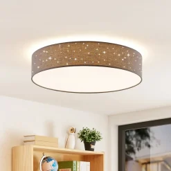 Loftlamper|Loftlamper ^ Lindby LED-loftlampe Ellamina, Ø 60 cm, antracit, tekstil