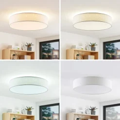 Loftlamper|Loftlamper ^ Lindby LED-loftlampe Ellamina, Ø 60 cm, hvid, tekstil