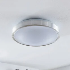 Loftlamper ^ Lindby LED-loftlampe Emelie, Ø 42 cm, aluminiumsfarvet, metal